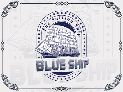 Blue Ship Vintage Logo base logo blue ship blue ship logo branding creative logo graphic design logo logo base logo design retro logo unique logo vintage vintage logo vintage style