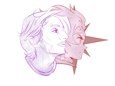 Voice actor and his character digital art illustration print product design t shirt print