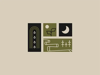 Nature Triptych 02 (Beauty in Growth) badge growth icon illustration line mark nature plant rainbow river trees