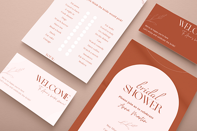 Boho Bridal Shower Invite and Games boho brand branding bridal bridal shower bridal tea bride bride launcheon bride party bridesmaid canva canva invite canva template colorful design illustration invite party invite template wedding