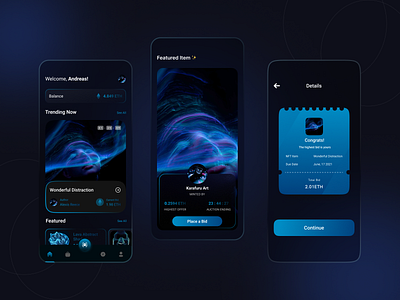 NFT Mobile App Design design illustration ios design jannatul shourov logo minimal mobile app mobile app ui nft mobile app thedsquad ui ui design ux