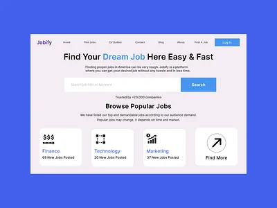 Jobify- Job Listing Website app branding design graphic design illustration logo typography ui ux vector