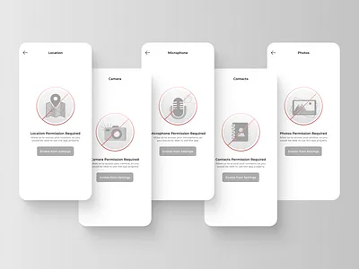 Permission Screens camera contacts design empty space gallery graphic design illustration location microphone ui