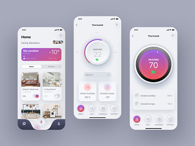 Smart Home App figma design glassmorphism ios ios app knob mobile neumorphism smart home app tutorial ui ui design