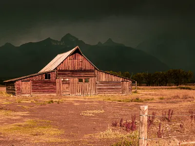 Old Mormon Barn in Grand Teton National Park design graphic design illustration