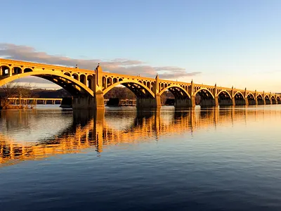 Old Concrete Bridge with Reflection design graphic design illustration