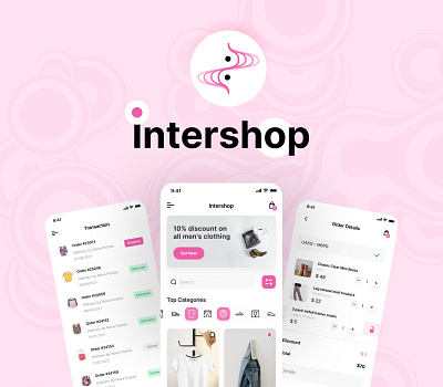 eCommerce InterShop admin panel app design branding component design design ecommerce graphic design logo mobile app mobile design mockup online shoping pink shop store ui ux women