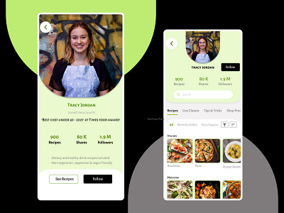 User Profile - Daily UI 006 006 app chef chefprofile cooking dailyui dailyui006 design follow ideas profile recipes ui userprofile ux