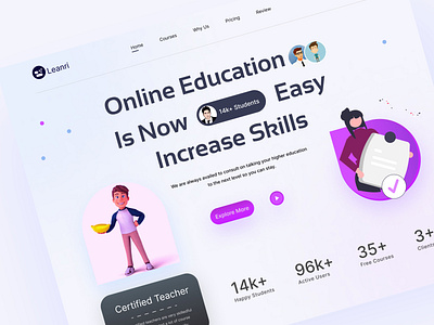 E-Learning Website Header design banner e learning education header hero learn learning prototype ui ux website