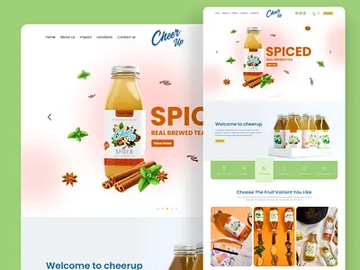 Cheers Up Beverages Web UI Design branding design homepage design minimal typography ui ux webdesign