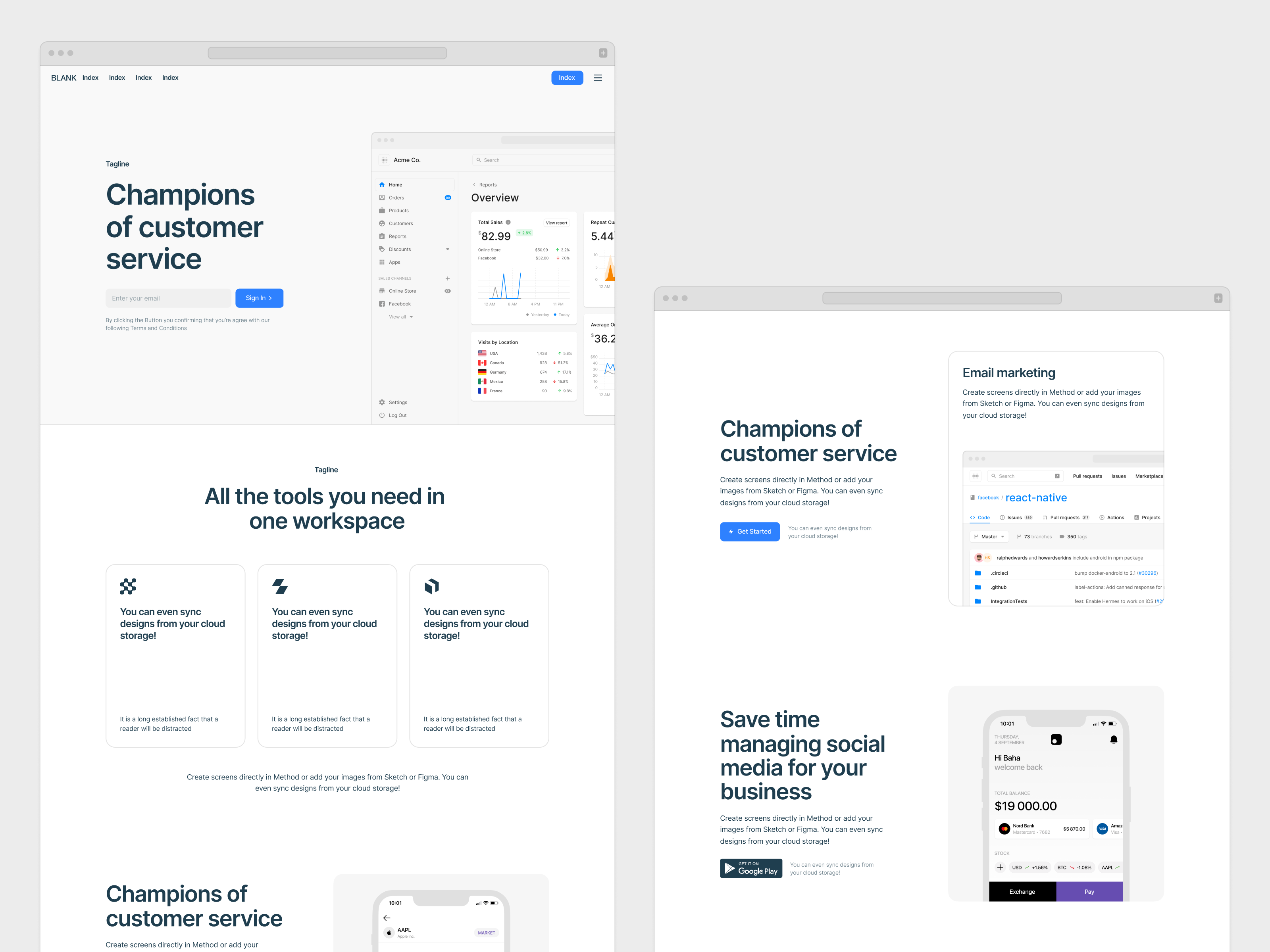 Blank Wireframe Kit blank branding craftwork design illustration landing ui web website wireframe kit