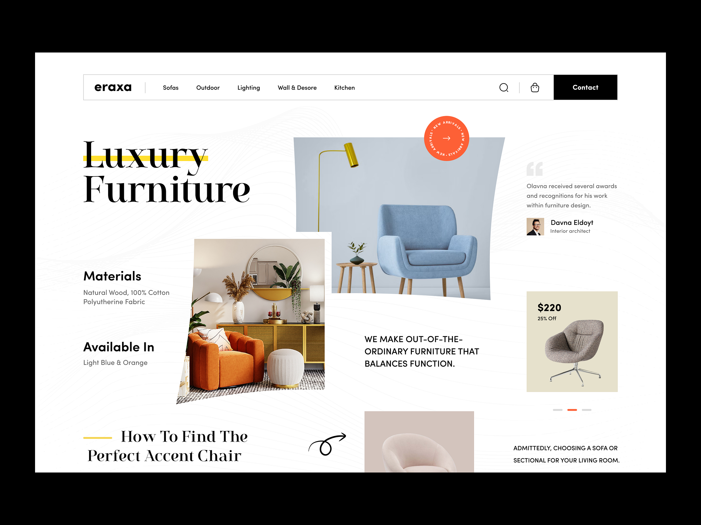 Furniture  Site Design Landing Page / Home Page UI by Sajon for