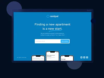 Rentpal Waitlist Desktop website app design flat landing page minimal ui ux waitlist web