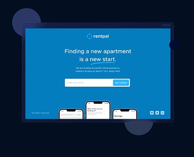 Rentpal Waitlist Desktop website app design flat landing page minimal ui ux waitlist web