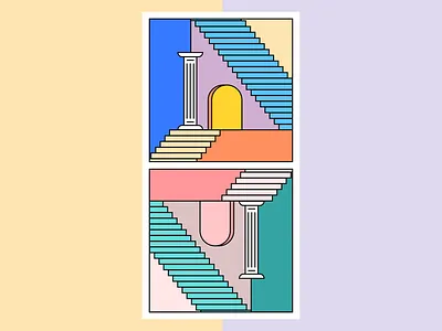 Going Somewhere colorful escher geometric illustration vector