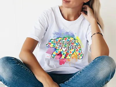 🌻Mama Bear🌻 Autism Awareness autism awareness craft design design easter hozomarket illustration jpg png svg