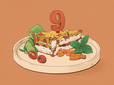 Lasagna food illustration