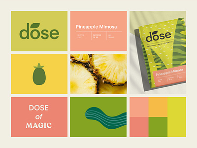 Branding for Dose Tea 🍵 🍍 branding coffee drink food green leaf logo logotype natural packaging packaging design pineapple shopify tea tropical vegan