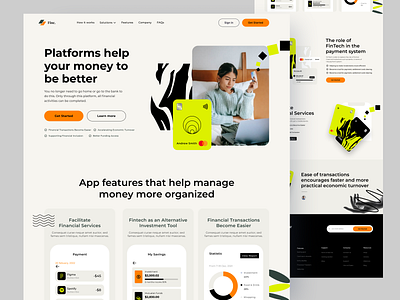 Fintech for Financial Services - Landing Page bank banking cards clean design finance financial fintech home page landing page minimal money saas transfer ui uiux wallet website whitespace