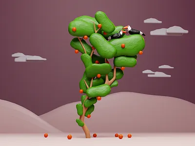 Orange tree 3d blender blender3d digital editorial illustration illustra illustration latinamerica latinoamerica oranges process south america toucan tree