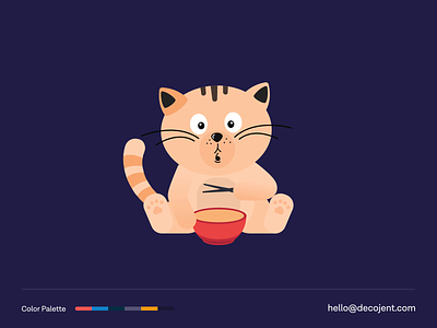 Cat Eating Noodles - A Fun animation animation cat cute design agency design studio eating fun illustration loop