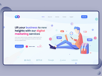 Digital Marketing Agency - Hero Template Design b2b buisness consultancy agency creative agency digital agency hero section hero template landing page design marketing agency technology user interface web ui design