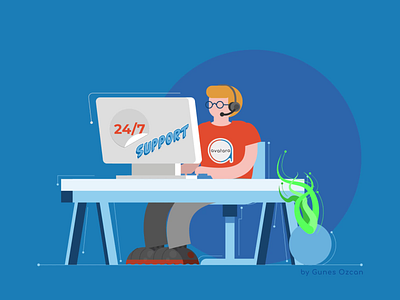 Support Guy 🧑‍🍼🖥️ 2d after effects animation character computer design flat gif guy icon illustration loop motion motion graphics room security support vector video work