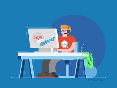 Support Guy 🧑‍🍼🖥️ 2d after effects animation character computer design flat gif guy icon illustration loop motion motion graphics room security support vector video work