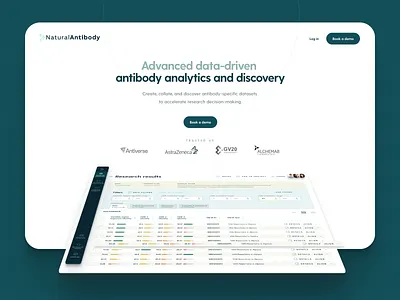 AbStudio landing page ai analytics animation antibody bioinformatics landing sequence ui ux