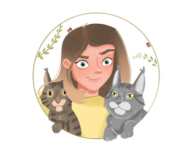 Hi! It’s me and my cats) art branding cat charactersdesign childrensbookillustrator cute design draw graphic design illustration illustrator logo portrait procreate spring ui