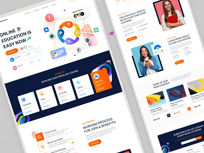 Online Education Landing Page Design case study clean design education landingpage logo online education responsive study template ui ui ux website