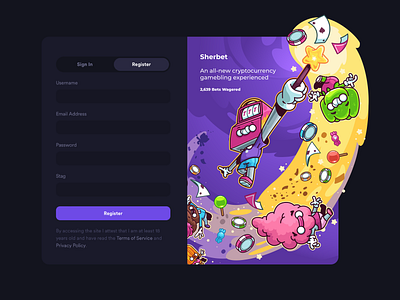 Sherbet user onboarding character color design illustration thunder rockets ui