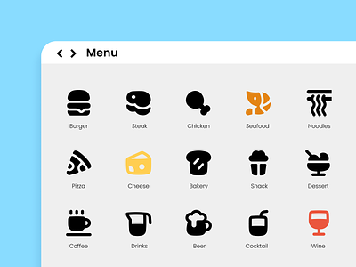 Order up! Flex Food Icons design design system flat food food icons icon icon design icon set icons illustrator streamlinehq vector