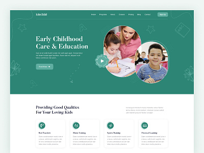 Child Education Website child development children clean courses early learning education kids kids school kindergarten landingpage language learning language school online class school ux webdesign