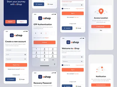 eShop Mobile App android app app design app ui cloth app ecommerce app fashion app ios app ios login page login page login sign up mobile app mobile apps design onboarding register responsive sign in sign up ui uiux