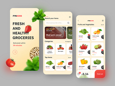 Grocery shopping app UI app app design e commerce e commerce app e commerce design ecommerce ecommerce app mobile app mobile app design mobile design mobile ui onlineshop shop supermarket online website mobile