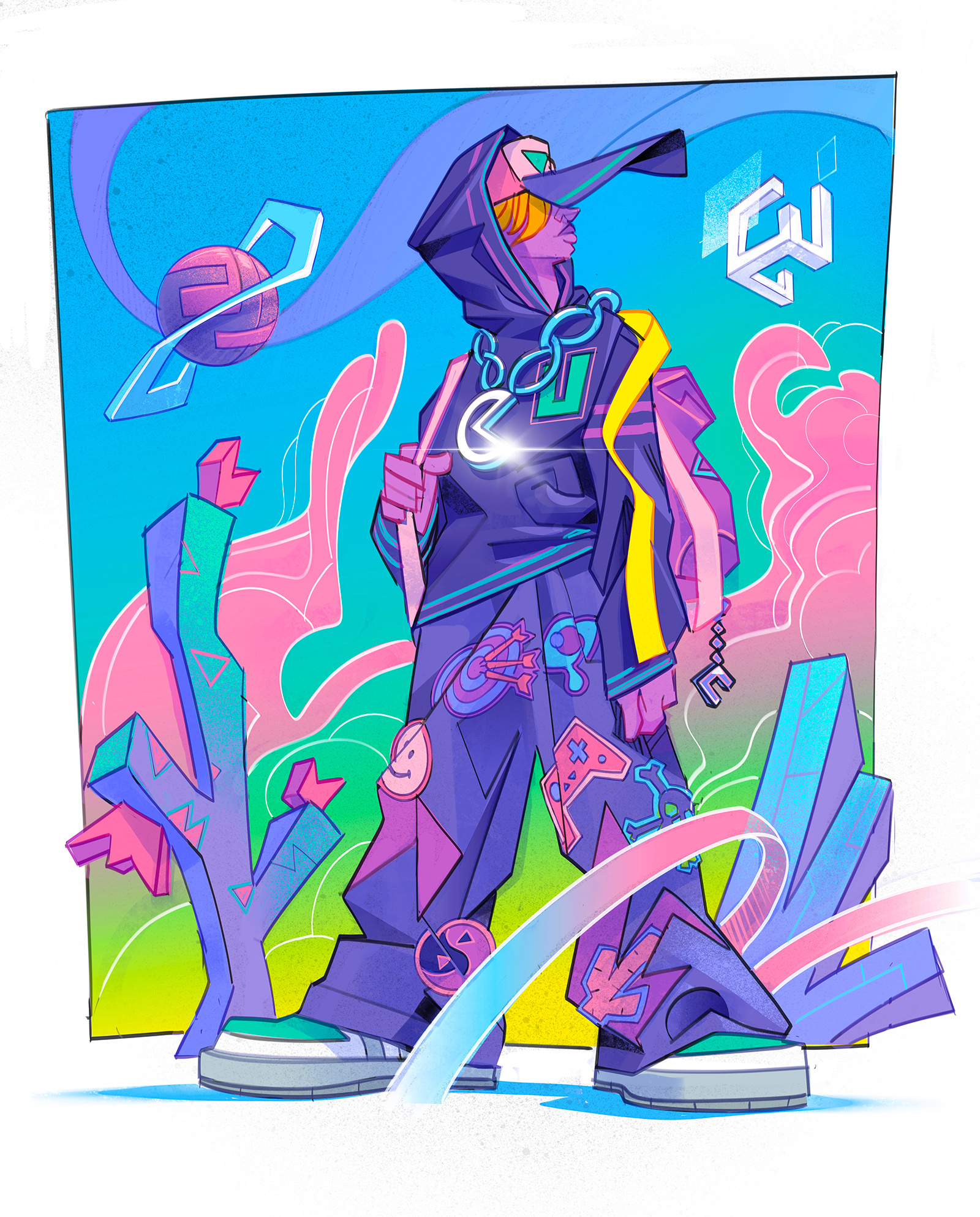 Trip Begun 🤙 characterdesign colorful freestyle graffiti illustration lifestyle outsider patches rapper rebel trip