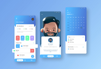 Attendence App UI Design attendence app ui design calendar design figma graphic design home illustration mobile app profile ui ui design ui design mobile ui mobile