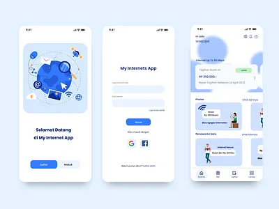 Internet Provider App apps blue graphic design home internet mobile provider simple ui