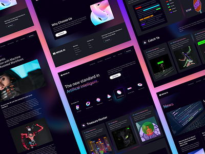 Artificial Intelligent Landing page - Nixus.AI 3d 3dobjects ai ar artificial intelligent blue branding darkmode design desktop gradient illustration landingpage nixus pink product design purple ui vr website