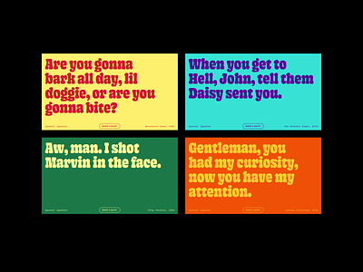 Quotin' Quentin bold color film food friendly fun landing page layout movies muted playful quote retro tarantino type typography ui vintage visual identity web design