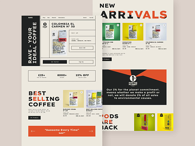 Rave coffee e-commerce redesign animation coffee design e-comerce ecomerce interaction interactive landing site ui ux web design website