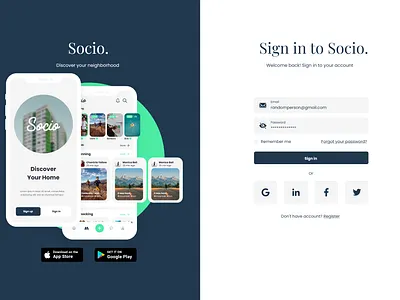 Social Web Platform app blue design green minimalistic react native ui ux web