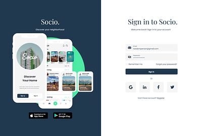 Social Web Platform app blue design green minimalistic react-native ui ux web