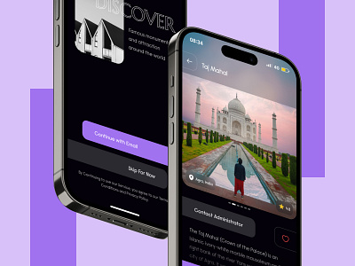 Monuments Exploration App | UI Design appdesign architecture attractions booking bookingapp branding construction darkapp darkappdesign darkmode darktheme design logo monumentapp monuments ui uidesign uiux uiuxdesign uxdesign