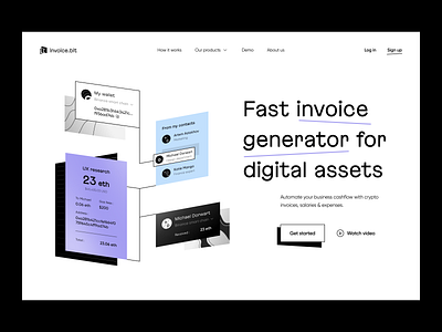 DeFi payment automation: landing and visual direction abstract b2b payments blockhain solution crypto defi defi design digital product fintech invoice processing invoices landing page marketing website payment automation payroll product page product website saas design visual direction website design