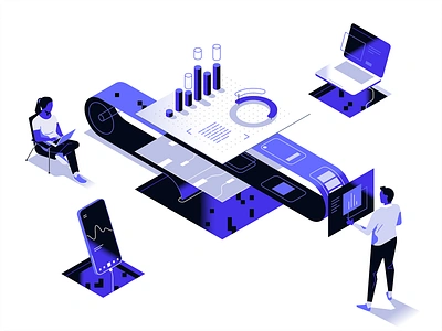 Multilevel Analytics Illustration 3d analytics characters dashboard data design dmit illustration insights isometric ui