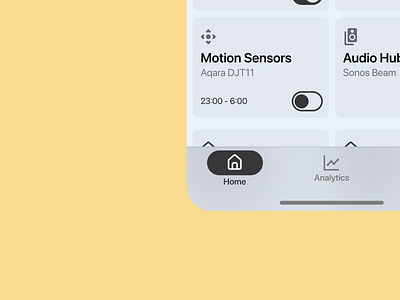 Smart Home – Device Card app clear color concept design figma grey home minimal navigation ui yellow