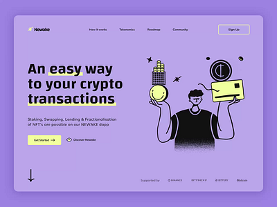 Newake - Cryptocurrency website animation branding crypto cryptocurrency illustration landing page motion design nft transaction ui ux wallet website