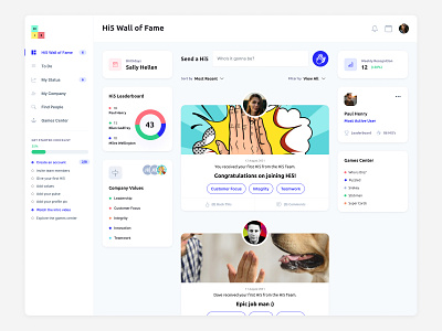 Hi5 Recognition Dashboard application dashboard design designinspiration dribbble hr recognition saas ui uiux webdesign